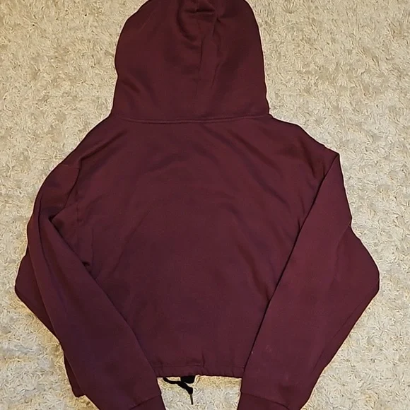 Victoria's Secret PINK Dark Maroon w/ Black Writing Cropped Hoodie. - Picture 6 of 6